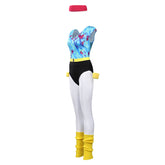 Retro 80s Hip Hop Disco 6Pcs/set Blue Colorful Printed Leotard Legging Tracksuit For Adult Women Cosplay Costume Outfits Halloween Carnival Suit